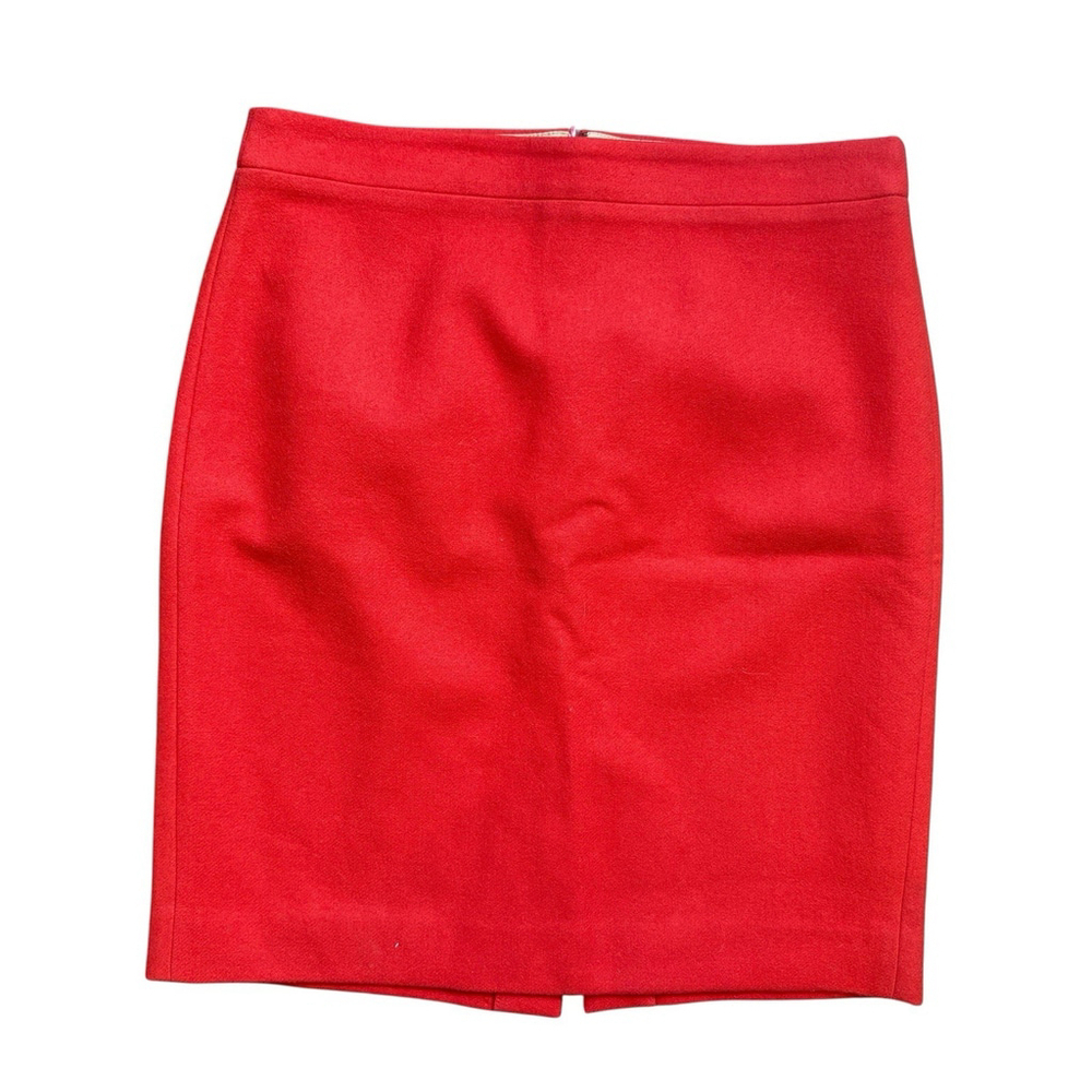 J. Crew Skirt Classic Pencil Red 100% Double Serge Wool Fully Lined Sz. 8